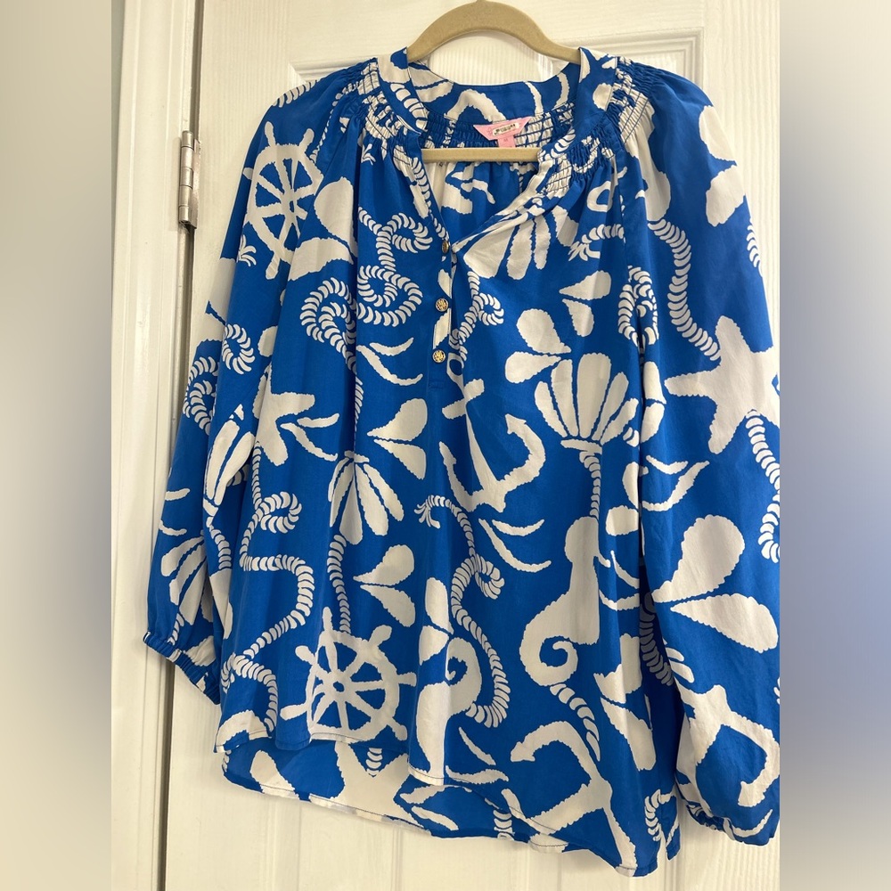 Lilly Pulitzer Blue and White Nautical Top